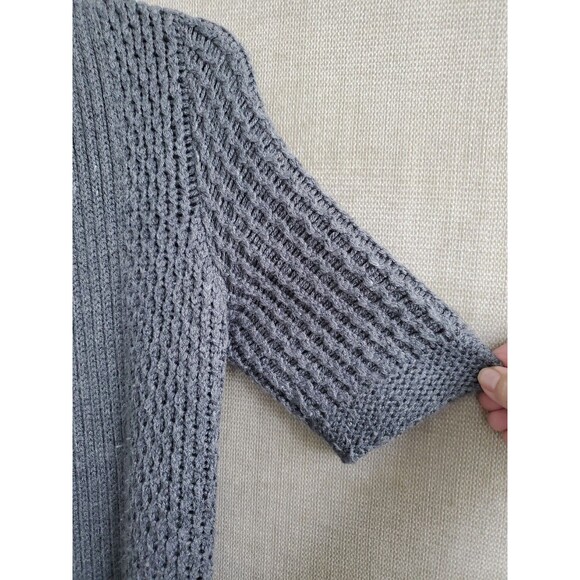 Banana Republic Open Knit Gray Long Wool/Alpaca Blend Cardigan Sweater Sz Small - Picture 4 of 8
